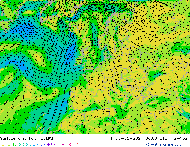 Surface wind ECMWF Th 30.05.2024 06 UTC