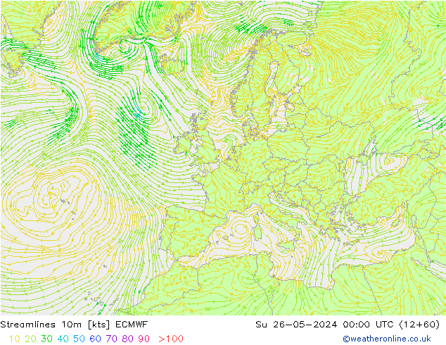 Linia prądu 10m ECMWF nie. 26.05.2024 00 UTC