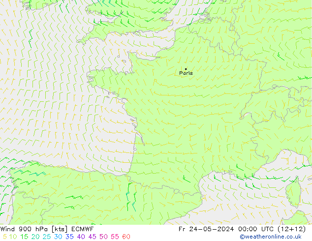 Wind 900 hPa ECMWF vr 24.05.2024 00 UTC