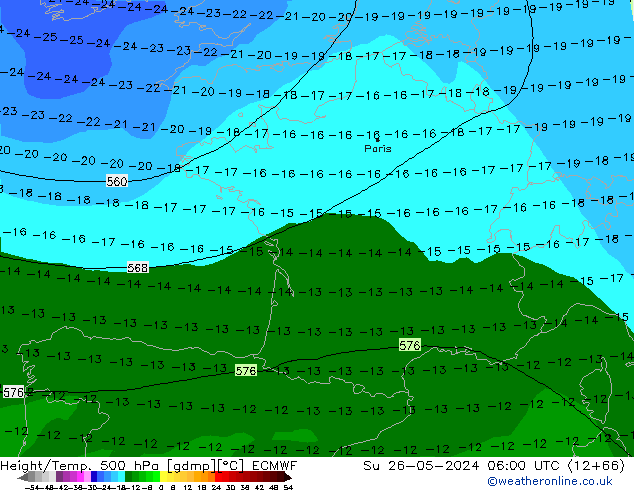 Z500/Rain (+SLP)/Z850 ECMWF  26.05.2024 06 UTC