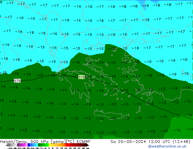 Z500/Rain (+SLP)/Z850 ECMWF sab 25.05.2024 12 UTC