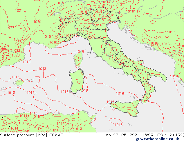 ciśnienie ECMWF pon. 27.05.2024 18 UTC