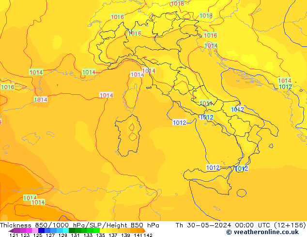 Thck 850-1000 hPa ECMWF Th 30.05.2024 00 UTC