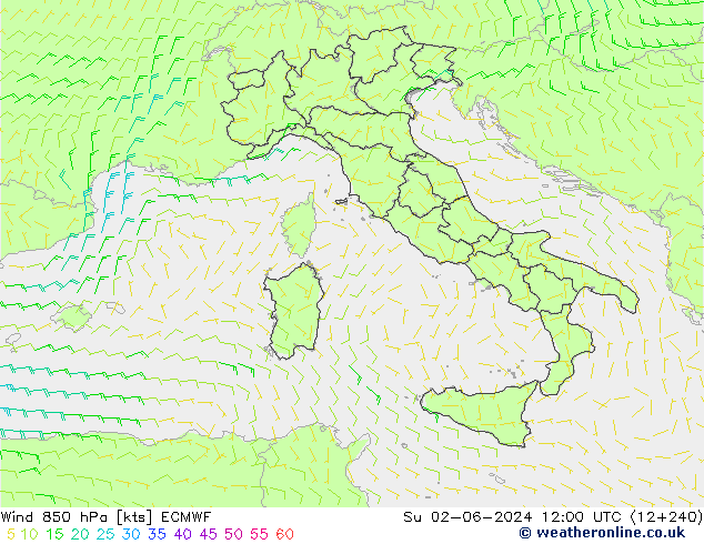 Wind 850 hPa ECMWF Su 02.06.2024 12 UTC