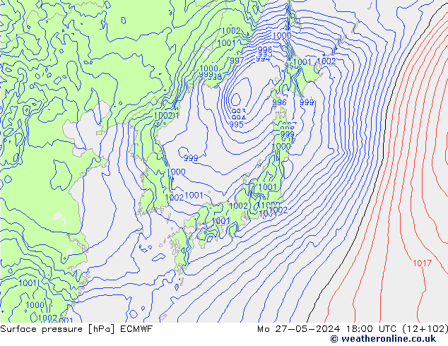 Bodendruck ECMWF Mo 27.05.2024 18 UTC