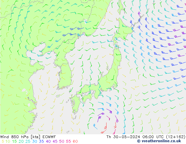 Rüzgar 850 hPa ECMWF Per 30.05.2024 06 UTC