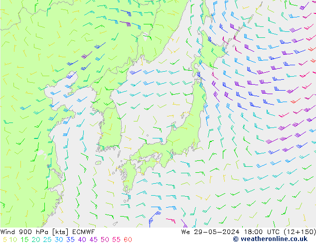 Vento 900 hPa ECMWF Qua 29.05.2024 18 UTC