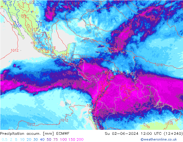 Precipitation accum. ECMWF Dom 02.06.2024 12 UTC
