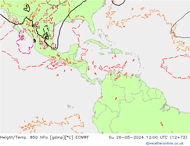 Height/Temp. 850 hPa ECMWF Ne 26.05.2024 12 UTC