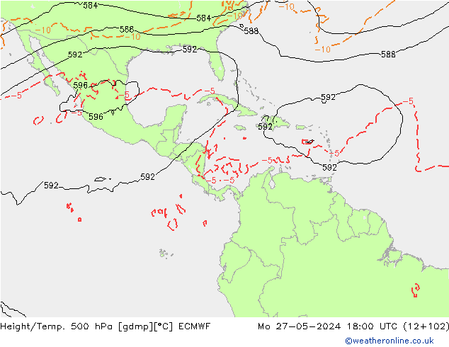 Z500/Rain (+SLP)/Z850 ECMWF lun 27.05.2024 18 UTC