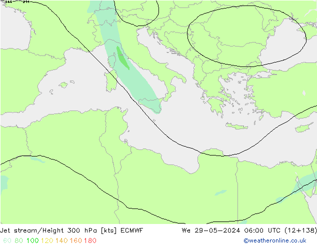 Jet stream/Height 300 hPa ECMWF We 29.05.2024 06 UTC