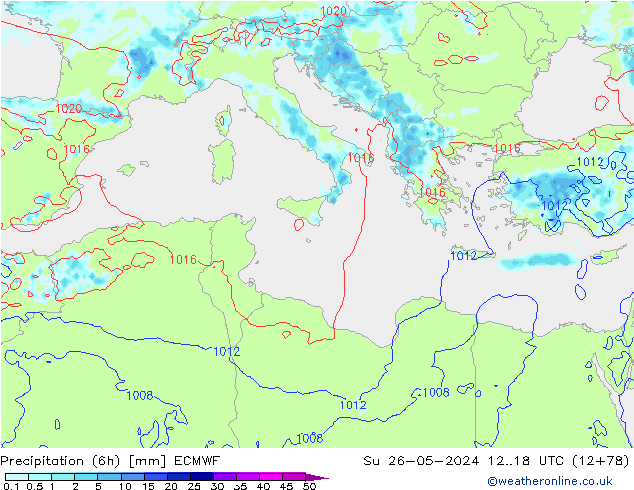 Z500/Rain (+SLP)/Z850 ECMWF Su 26.05.2024 18 UTC