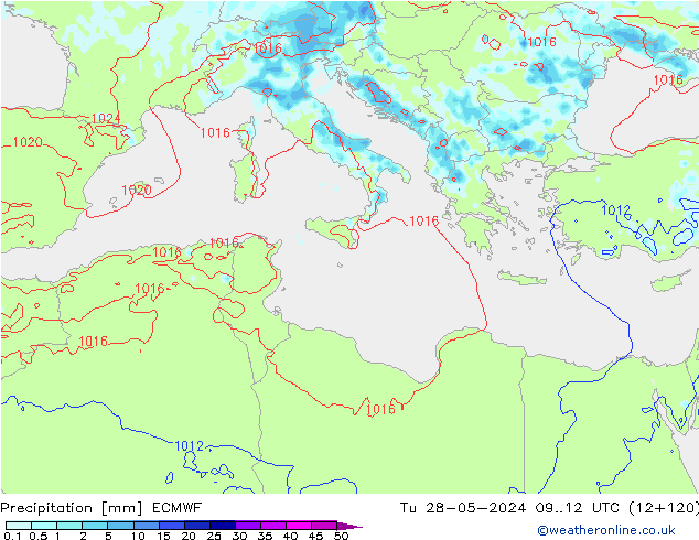 Precipitazione ECMWF mar 28.05.2024 12 UTC