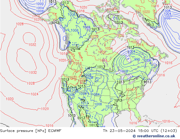 pression de l'air ECMWF jeu 23.05.2024 15 UTC