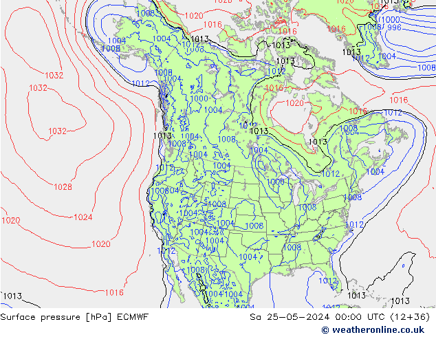 pressão do solo ECMWF Sáb 25.05.2024 00 UTC