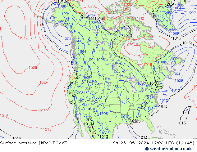 Surface pressure ECMWF Sa 25.05.2024 12 UTC