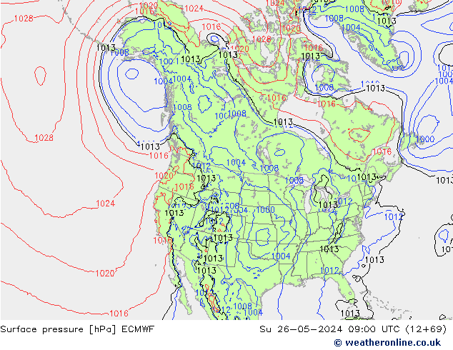 pression de l'air ECMWF dim 26.05.2024 09 UTC