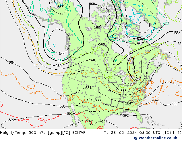 Z500/Yağmur (+YB)/Z850 ECMWF Sa 28.05.2024 06 UTC