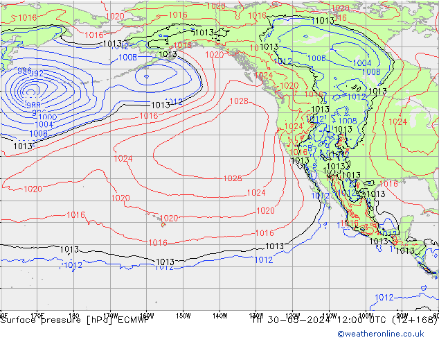 pressão do solo ECMWF Qui 30.05.2024 12 UTC