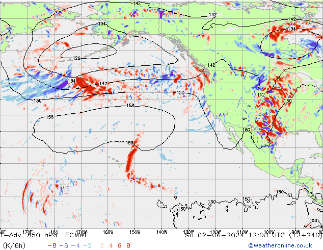 T-Adv. 850 гПа ECMWF Вс 02.06.2024 12 UTC