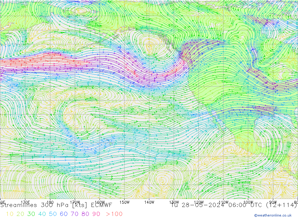 Ligne de courant 300 hPa ECMWF mar 28.05.2024 06 UTC