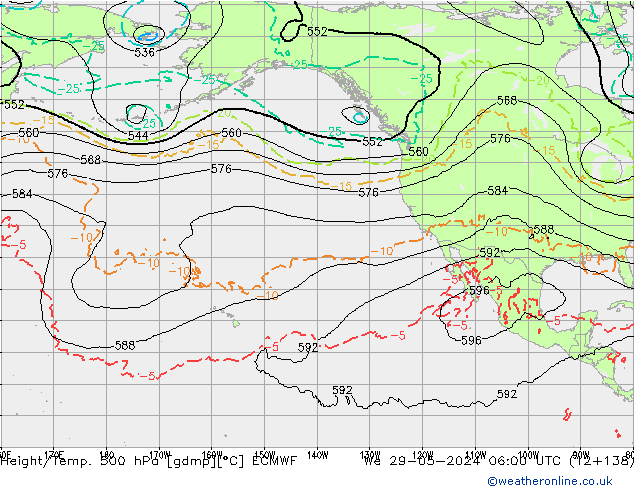 Z500/Rain (+SLP)/Z850 ECMWF We 29.05.2024 06 UTC