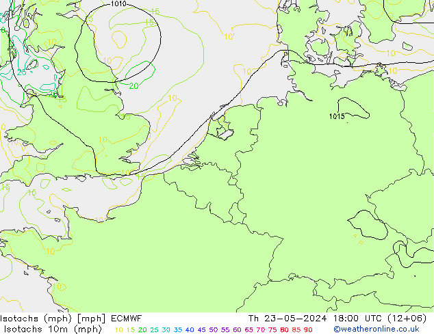 Isotachs (mph) ECMWF gio 23.05.2024 18 UTC