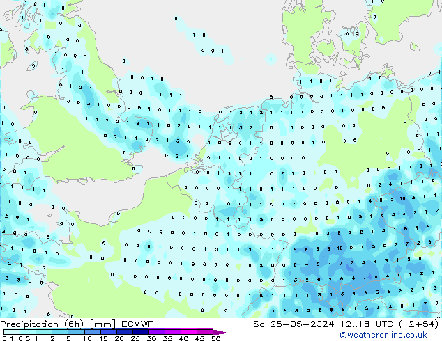 Z500/Rain (+SLP)/Z850 ECMWF sab 25.05.2024 18 UTC