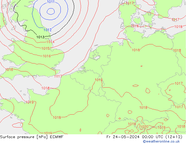 Yer basıncı ECMWF Cu 24.05.2024 00 UTC