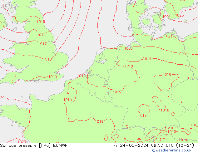 Bodendruck ECMWF Fr 24.05.2024 09 UTC