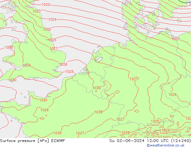 pression de l'air ECMWF dim 02.06.2024 12 UTC