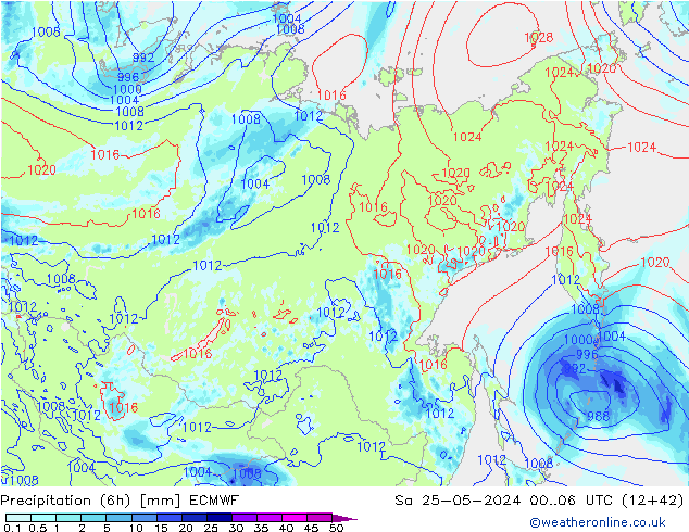 Z500/Rain (+SLP)/Z850 ECMWF sab 25.05.2024 06 UTC