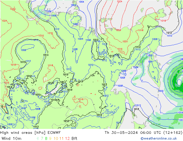 yüksek rüzgarlı alanlar ECMWF Per 30.05.2024 06 UTC