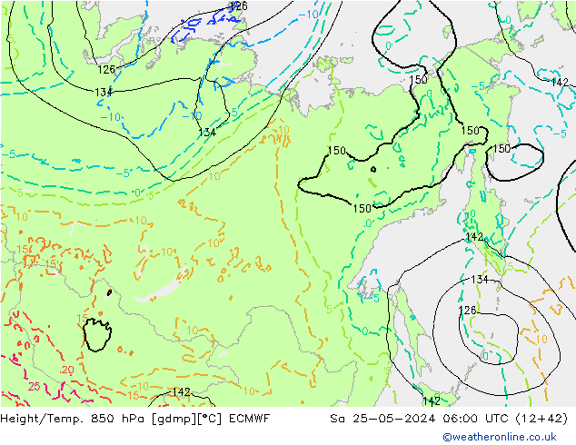 Z500/Rain (+SLP)/Z850 ECMWF sab 25.05.2024 06 UTC