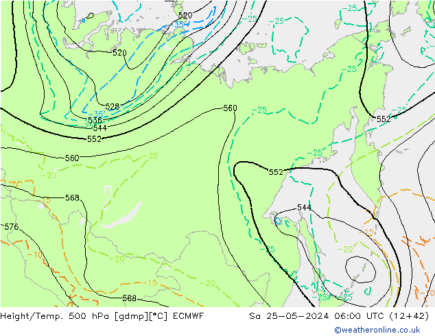 Z500/Rain (+SLP)/Z850 ECMWF sab 25.05.2024 06 UTC