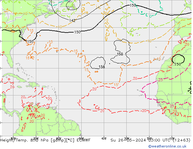 Height/Temp. 850 hPa ECMWF  26.05.2024 03 UTC