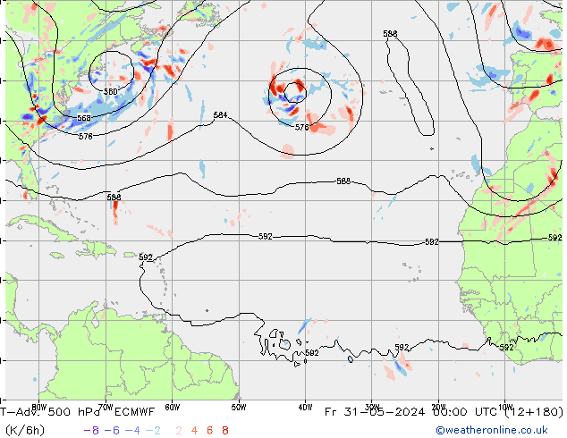 T-Adv. 500 hPa ECMWF ven 31.05.2024 00 UTC