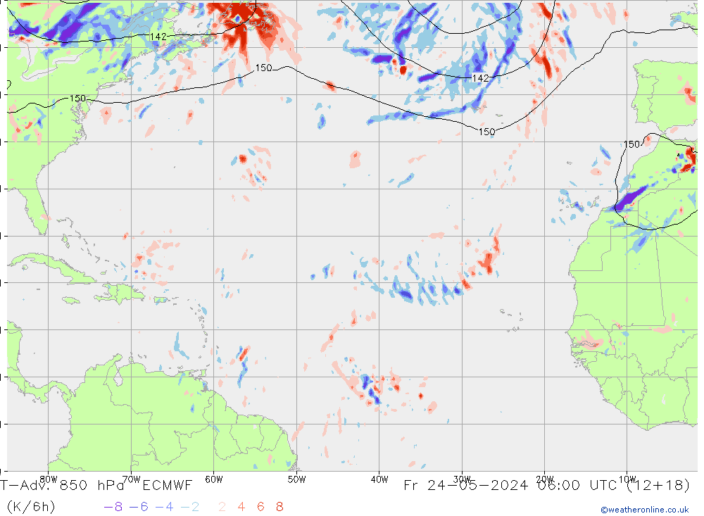 T-Adv. 850 hPa ECMWF Sex 24.05.2024 06 UTC