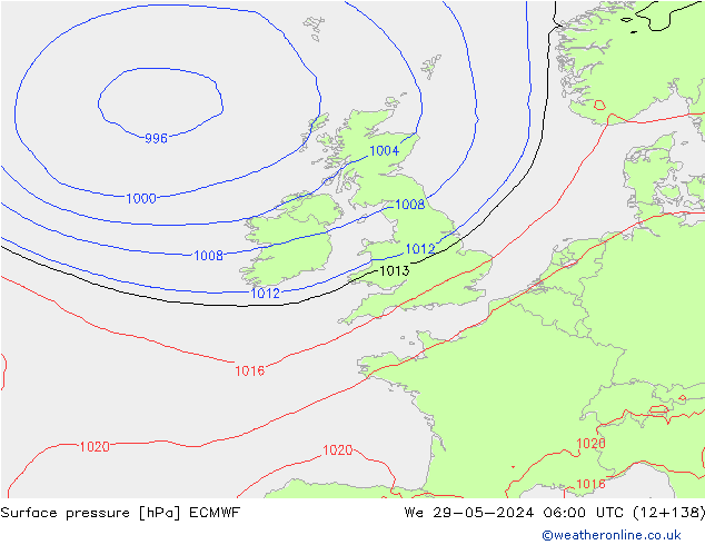 ciśnienie ECMWF śro. 29.05.2024 06 UTC