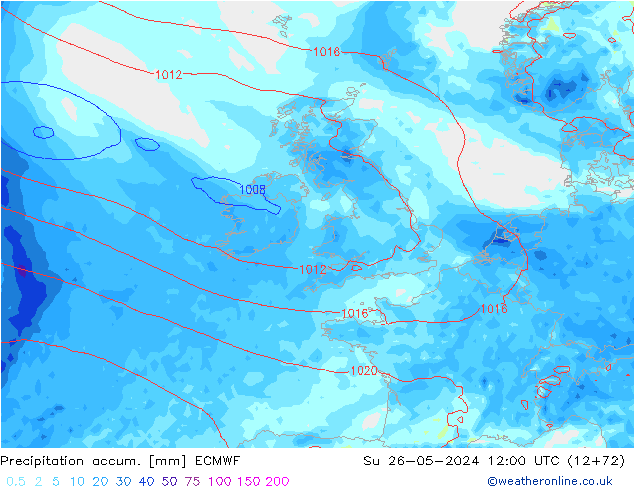 Precipitation accum. ECMWF Dom 26.05.2024 12 UTC