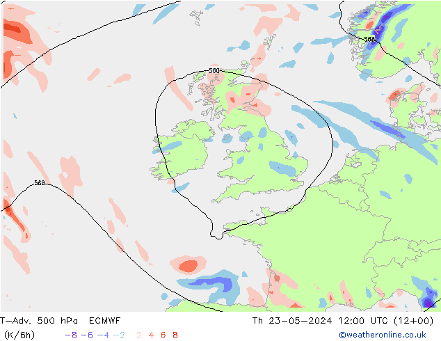 T-Adv. 500 hPa ECMWF Per 23.05.2024 12 UTC