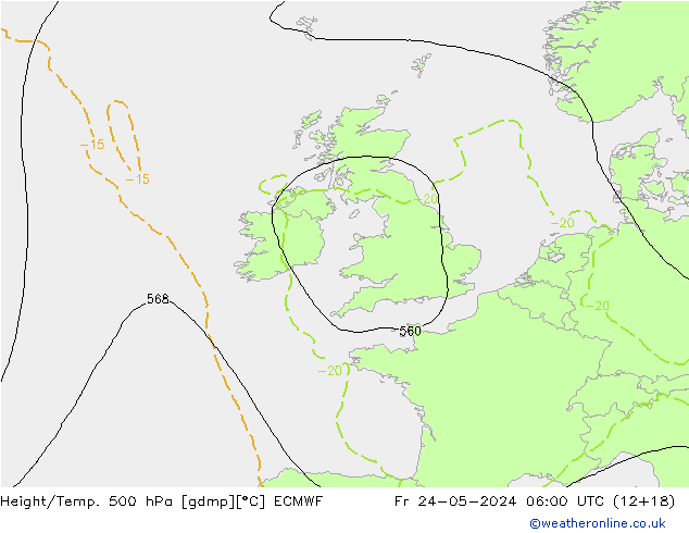 Z500/Rain (+SLP)/Z850 ECMWF Sex 24.05.2024 06 UTC