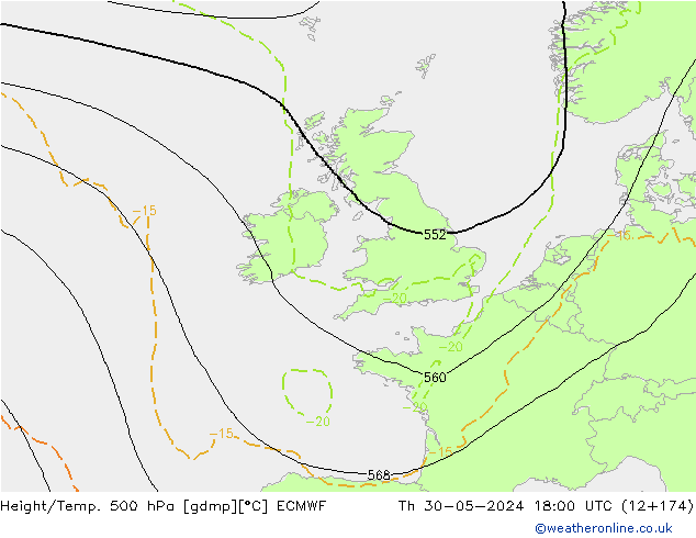 Z500/Rain (+SLP)/Z850 ECMWF Th 30.05.2024 18 UTC