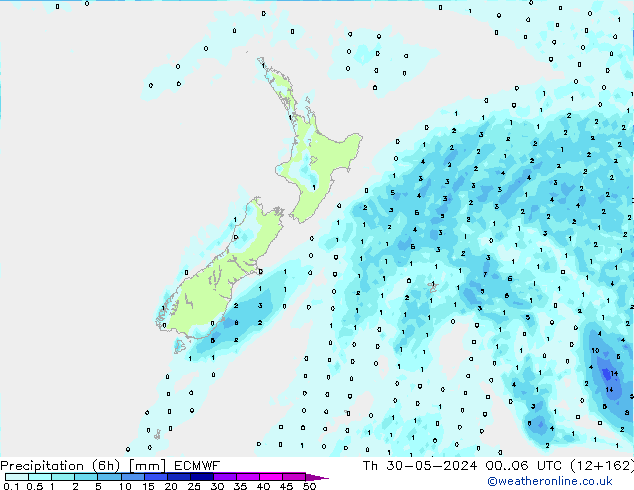 Precipitación (6h) ECMWF jue 30.05.2024 06 UTC