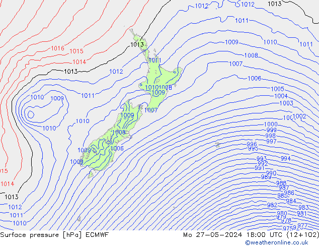 pressão do solo ECMWF Seg 27.05.2024 18 UTC