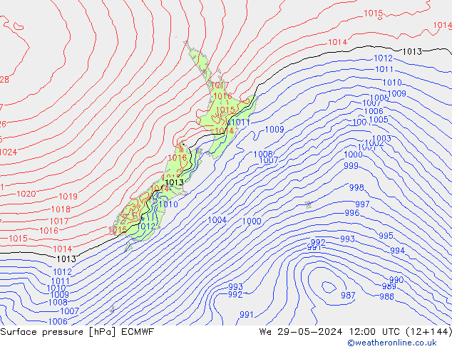 pressão do solo ECMWF Qua 29.05.2024 12 UTC