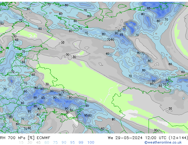 RH 700 hPa ECMWF  29.05.2024 12 UTC