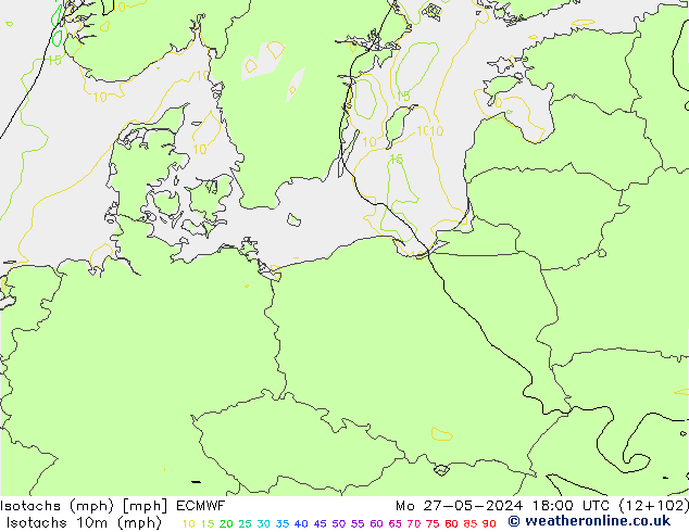 Isotachs (mph) ECMWF Mo 27.05.2024 18 UTC