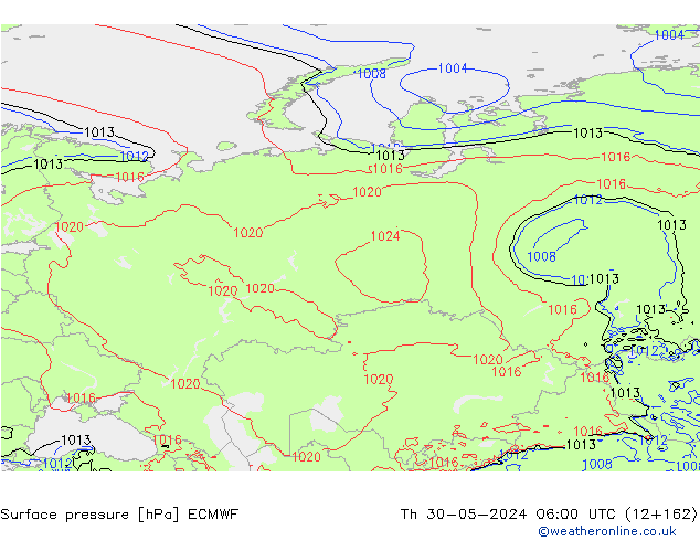 Surface pressure ECMWF Th 30.05.2024 06 UTC