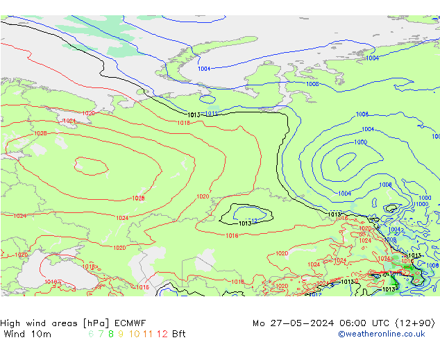 High wind areas ECMWF Po 27.05.2024 06 UTC